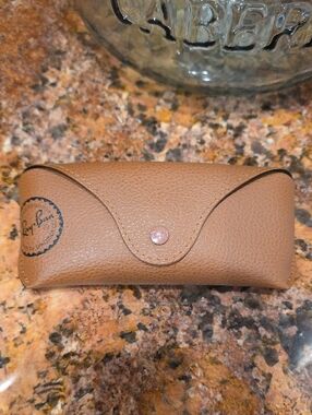 Ray-Ban Tan Pebbled Leather Sunglasses Case